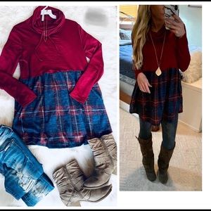 NWOT long sleeve plaid tunic top - large